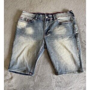 True Religion Rocco Relaxed Skinny Mens Shorts Denim Zip Logo Size 38